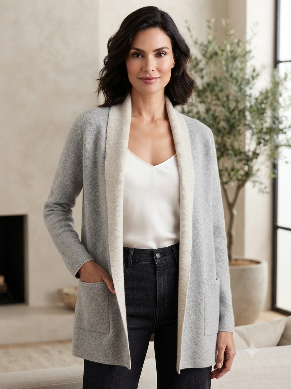 Babaton Gray Cashmere Blend Ooen Cardigan Size XXS